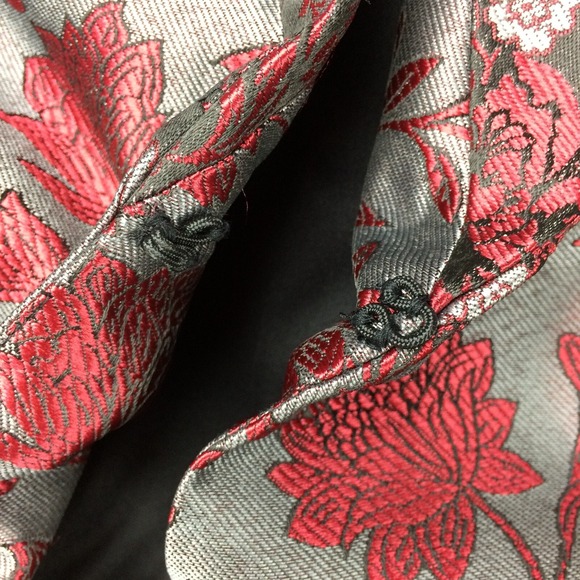 Guillaume Blazer Womens 2X Floral Tapestry Red Silver Metallic Holiday Jacket - Picture 14 of 16